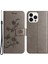 Iphone 14 Pro Telefon Kılıfı 6.1 Inç Kelebek Çiçeği Baskılı Pu Deri Flip Cüzdan Standı Strap-Grey (Yurt Dışından) 1