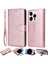 Iphone 14 Pro Tele Kılıfı Için Manyetik Çıkarılabilir Pu Deri Kılıf Stand Strap-Rose Gold ile Düz Renk Cüzdan Telefon Kapağı (Yurt Dışından) 1