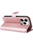 Iphone 14 Pro Tele Kılıfı Için Manyetik Çıkarılabilir Pu Deri Kılıf Stand Strap-Rose Gold ile Düz Renk Cüzdan Telefon Kapağı (Yurt Dışından) 4