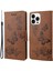 Iphone 14 Pro Phone Case Hücre Çantası 6.1 Inç Büyük Kelebekler Çiçek Deseni Desresit Stand Cüzdan Flip Manyetik Telefon Kapak-Kahverengi (Yurt Dışından) 1