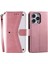 Iphone 14 Pro Telefon Kılıfı Için 6.1 Inç Ekleme Dikişli Deri Deri Deri Deri Stand Folio Flip Anti-Drop Anti-Çizelge Anti-Claps Cover-Pink (Yurt Dışından) 1