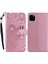 Iphone 14 Pro Telefon Kılıfı 6.1 Inç Pu Deri Baykuş Çiçek Baskılı Cüzdan Stand Kılıfı Manyetik Toka Rhinestone Dekor Telefon Kapak Golü Altın (Yurt Dışından) 1