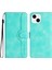 Iphone 13/14 Için Telefon Kasası Baskılı Desen Pu Deri Standı Çok Işlevli Cüzdan Flip Kapak Işığı Mavi (Yurt Dışından) 1