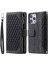 Iphone 14 Pro Fone Case Için Rhombus Doku 6.1 Inç Pu Deri Stand Cüzdan Fermuar Cep Kapağı Bilek Kayış-Siyah (Yurt Dışından) 1