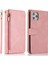 Iphone 14 Pro Telefon Kılıfı 6.1 Inç Fermuar Cep Deri Touch Çoklu Kart Yuvaları Pu Deri Cüzdan Stand Telefon Kapağı El Strap-Rose Altın (Yurt Dışından) 1