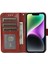 Iphone 14 Telefon Kasası Şok Geçirmez Basılı Güller Anti-Çizik Pu Deri Cüzdan Kapağı Standı Telefon Kabuk-Kahverengi (Yurt Dışından) 2
