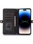 Iphone 14 Pro Telefon Kılıfı 6.1 Inç 9 Kart Yuvaları Fermuarı Cep Tasarım Pu Deri Deri Stand Cüzdan Anti Dalgalı Kapak Bilek Kayış-Siyah (Yurt Dışından) 3