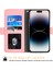 Iphone 14 Pro Fone Case Hücre Kot Koku Bez Doku Pu Deri Cüzdan Dönen Kart Yuvası Pembe (Yurt Dışından) 2
