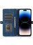Iphone 14 Pro Telefon Kılıfı Için 6.1 Inç 9 Kart Yuvaları Fermuarı Cep Tasarım Pu Deri Deri Stand Cüzdan Anti-Damla Kapak Bilek Kayış Mavisi (Yurt Dışından) 3