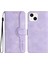 Iphone 13/14 Için Telefon Kasası Baskılı Desen Pu Deri Standı Çok Işlevli Cüzdan Flip Kapak Işığı Mor (Yurt Dışından) 1