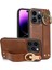 Iphone 14 Pro Wristband Kickstand Deri Kaplama Telefon Kapağı Pc+Tpu Boyun Kayış-Brown ile Geri Kılıf (Yurt Dışından) 1
