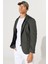 ALTINYILDIZ CLASSICS Erkek Haki Slim Fit Dar Kesim Mono Yaka Pamuklu Desenli Blazer Ceket 3