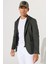 ALTINYILDIZ CLASSICS Erkek Haki Slim Fit Dar Kesim Mono Yaka Pamuklu Desenli Blazer Ceket 4