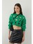 Yeşil Oversize Delikli Triko Crop Kazak 1