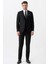 Terni TY2001 Slim Fit Yelekli 6 Drop Düz Takım Elbise Siyah 2