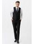 Terni TY2001 Slim Fit Yelekli 6 Drop Düz Takım Elbise Siyah 4