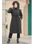 Kürklü Siyah Tesettür Parka 60651S 2