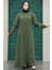 Kolları Detaylı Haki Tesettür Ferace 10091HK 3