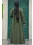 Kolları Detaylı Haki Tesettür Ferace 10091HK 5