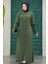 Kolları Detaylı Haki Tesettür Ferace 10091HK 1