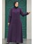 Kolları Detaylı Mürdüm Tesettür Ferace 10091MU 1