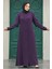 Kolları Detaylı Mürdüm Tesettür Ferace 10091MU 2