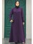 Kolları Detaylı Mürdüm Tesettür Ferace 10091MU 3