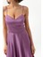 Kadın Lavanta Ince Askılı Midi Saten Abiye Elbise 4
