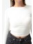 Kadın Ekru Fitilli Uzun Kollu Crop Bluz 4