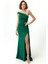 Kadın Zümrüt Yeşili Tek Omuzlu Taşlı Uzun Abiye Elbise 4