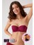 Vişne 6349 Verona Balenli Soft Push Up Yarı Destekli Içi Pamuklu Micro Straplez Sütyen 1