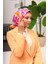 Pembe Geometrik Yaprak Desen Tivil Ipek Eşarp 11407-59 1