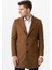 Ancona 4025-2 Düz Ceket Yaka Slim Fit Pamuklu Kaban Camel 4