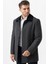 Vicenza 4016 Berberi Yaka Slim Fit Yünlü Kaban Füme 2