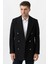 Trento K290 Kruvaze Yaka Slim Fit Pamuklu Kaban Siyah 1