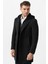 Ancona 4024 Slim Fit Kapüşonlu Ceket Yaka Pamuklu Kaban Gri 2