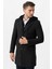 Ancona 4024 Slim Fit Kapüşonlu Ceket Yaka Pamuklu Kaban Gri 5