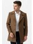 Bolzano 4019 Geniş Yaka Slim Fit Yünlü Kemerli Kaban Camel 1
