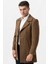 Bolzano 4019 Geniş Yaka Slim Fit Yünlü Kemerli Kaban Camel 4