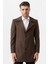 Bolzano 4019 Geniş Yaka Slim Fit Yünlü Kemerli Kaban Çizgili Kahve 1