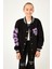 1992 Baskı Detaylı Kız Çocuk Kolej Ceket Siyah 2