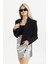 Crop Mini Blazer Siyah Kısa Sokak Stili Trend Ceket 3