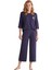 Kadın Yumuşak Dokulu Truvakar Kol Mor Pijama Takımı 1