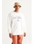 Erkek Kırık Beyaz Oversize Bol Kesim Içi Polarlı 3 Iplik Bisiklet Yaka Pamuklu Sweatshirt 2