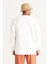 Erkek Kırık Beyaz Oversize Bol Kesim Içi Polarlı 3 Iplik Bisiklet Yaka Pamuklu Sweatshirt 5