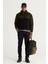 Erkek Haki-siyah Standart Fit Normal Kesim Dik Bato Yaka Desenli Polar Sweatshirt 3