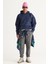 Erkek Indigo Oversize Fit Bol Kesim Kapüşonlu Içi Polarlı 3 Iplik Baskılı Sweatshirt 3