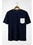 Erkek Lacivert Bisiklet Yaka Cepli Oversize T-Shirt 22Y-3400762-11 1