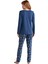 Kadın Yumuşak Dokulu Uzun Kollu Lacivert Pijama Takımı W619 3
