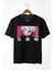 Unisex Siyah Bisiklet Yaka Önü Anime Baskılı Oversize T-Shirt 22Y-3400762-64-1 1
